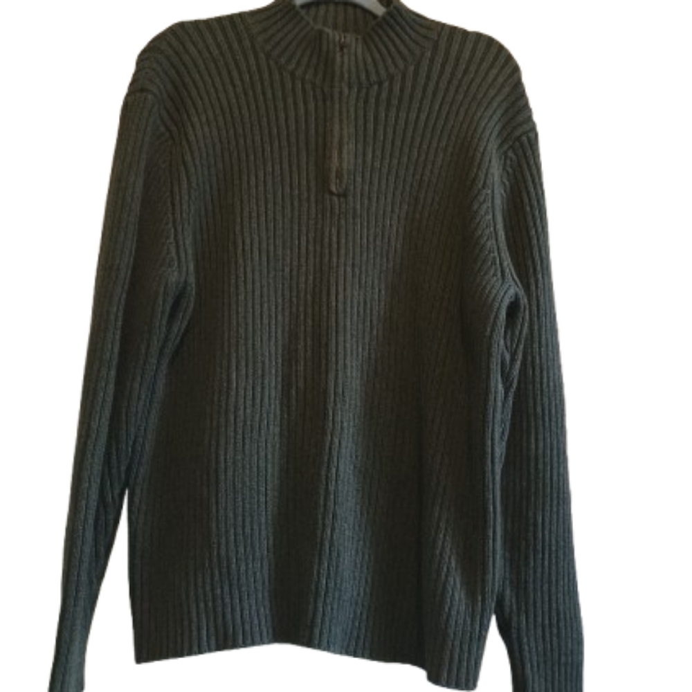 Vintage 90s Lands’ End Direct Merchants Men’s XL Ribbed Cotton Quarter Zip... - Picture 2 of 14